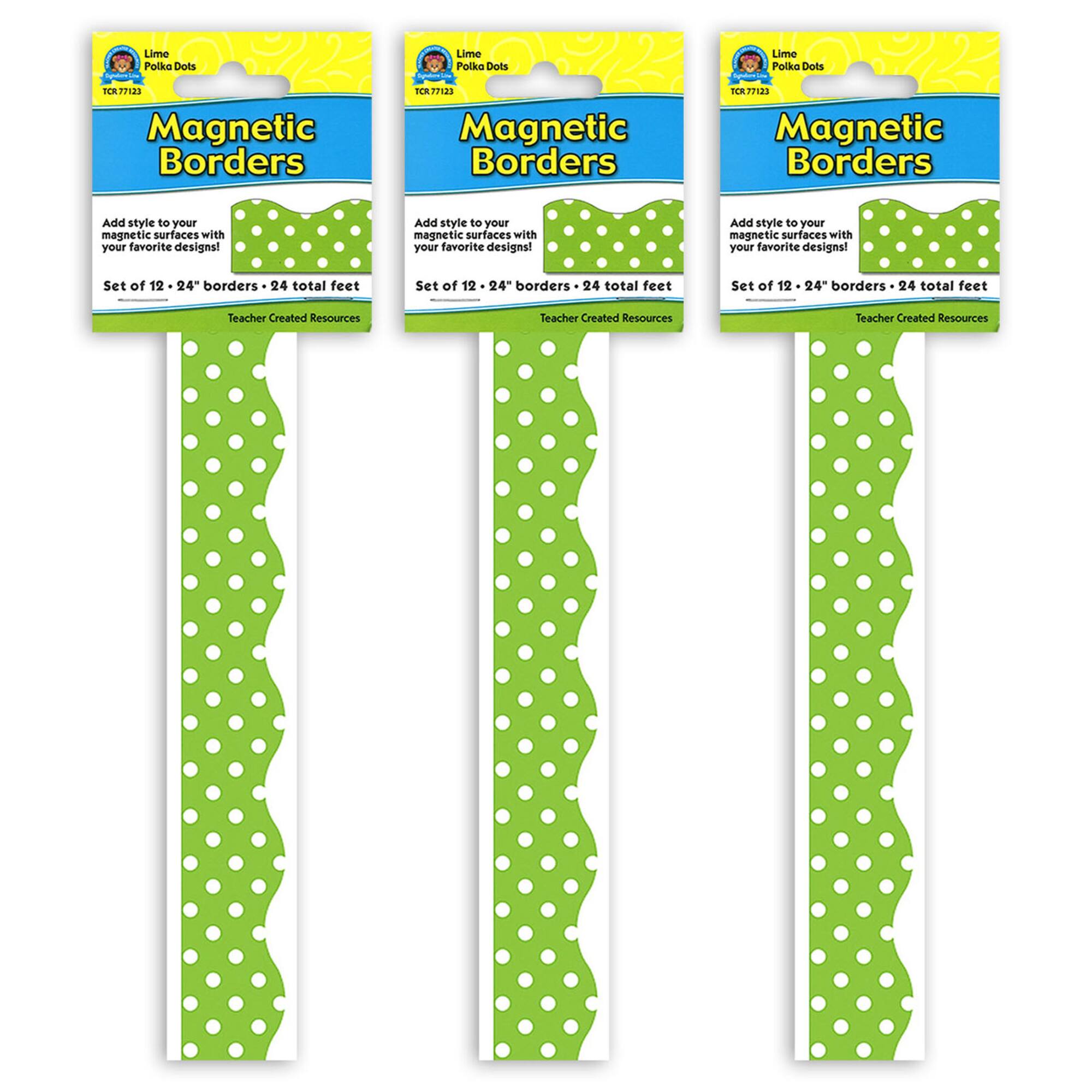 Teacher Created Resources® Lime Polka Dots Magnetic Borders, 72ft.
